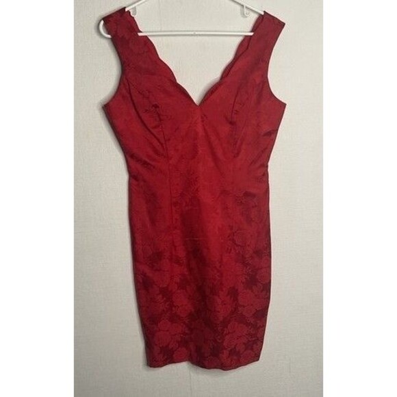 Vintage Roberta Red Floral Holiday Cocktail Party Mini Dress Women Size 5/6 - Picture 1 of 11